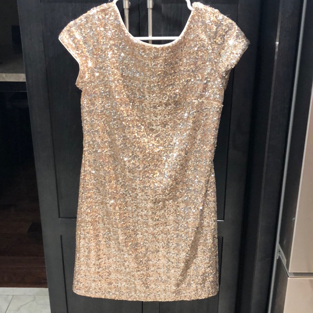 Super cute gold sequin cocktail dress